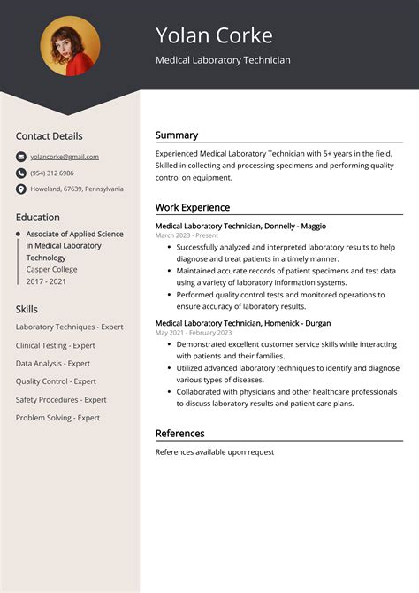 Medical Laboratory Technician Resume Example (Free Guide)