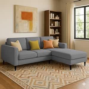 Casaliving Grayon 3 Seater L Shape Convertible Sofa Set for Living Room ...