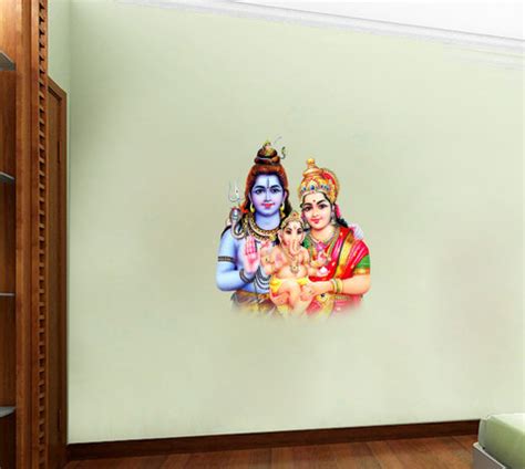 Azan Creation 45.72 cm Shiv Parvati and Ganesha Self Adhesive Sticker ...