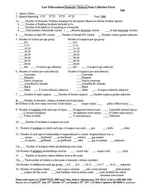 Law Enforcement Domestic Violence Data Collection Form - Blank Fillable ...