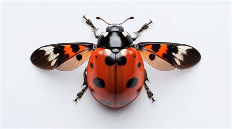 Premium Photo | Ladybug with opened wings top down view realistic ...