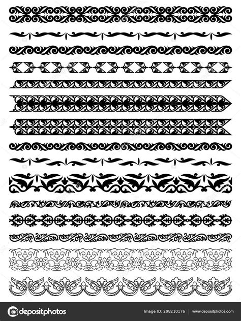 Set of 15 vector borders, dividers and frames of Kazakh national Islamic ornament Stock Vector ...