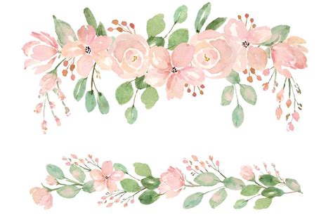 Elegant Blush Pink Flower Clip Art and Frames