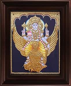 MyAngadi Traditional Vishnu Karudan Tanjore Painting - 22 Carat Gold ...