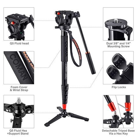 Buy Monopod, COMAN KX3232 73.2 inch Professional Monopod Tripod ...