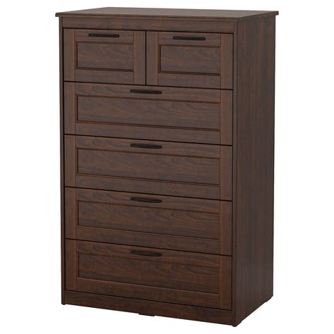 SONGESAND chest of 6 drawers, brown, 82x126 cm (321/4x495/8") - IKEA