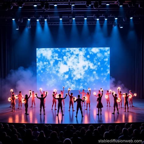 a theatrical stage with 20 performers scattered across Prompts | Stable Diffusion Online