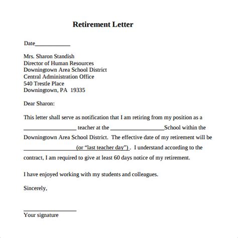 FREE 31+ Sample Useful Retirement Letter Templates in Microsoft MS Word ...