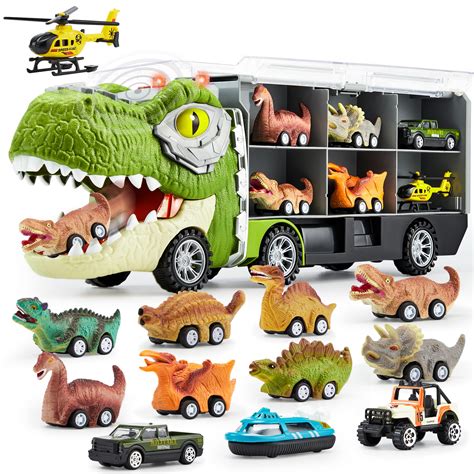 Buy JOYIN 13 in 1 Dinosaur Toys for Kids 3-5, Dinosaur Truck with 12 ...