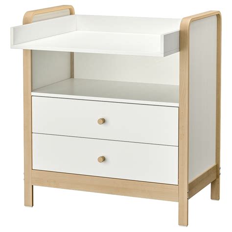 ÄLSKVÄRD changing table/chest of drawers, birch/white, 94x77x106 cm ...
