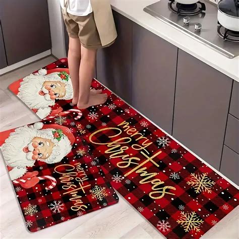 2pc-Christmas-Kitchen-Floor-Mat-Bedroom-Crystal-Velvet-Living-Room ...