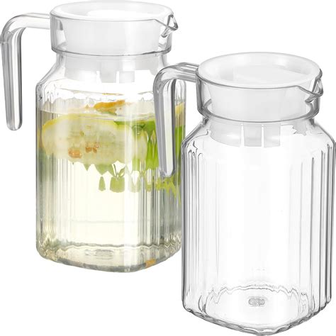 Amazon.com: BESPORTBLE Glass Pitcher with Lid – Set of 2 Glass Water ...