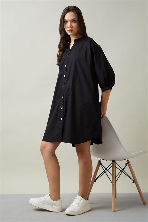 Buy Black Relaxed Shirt Style Dress at SNEHA B