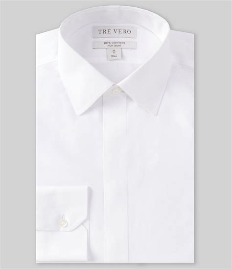 Tre Vero Classic Fit Non-Iron Point Collar Mitered Cuff Poplin Tuxedo ...
