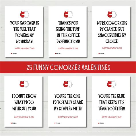 Funny Coworker Valentines Cards, Printable Gift for Work Valentine Day ...