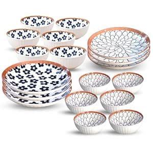 Buy YELONA Japanese Ramen Porcelain Dinner Set with 12 Serving Bowls ...