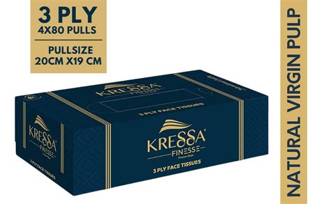 Kressa 3 Ply Face Tissue Box | Facial Tissue | 4 Boxes 80 Pulls Per Box ...