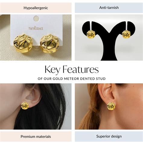 Jewellery Online - Premium Gold Meteor Dented Stud | Nestasia