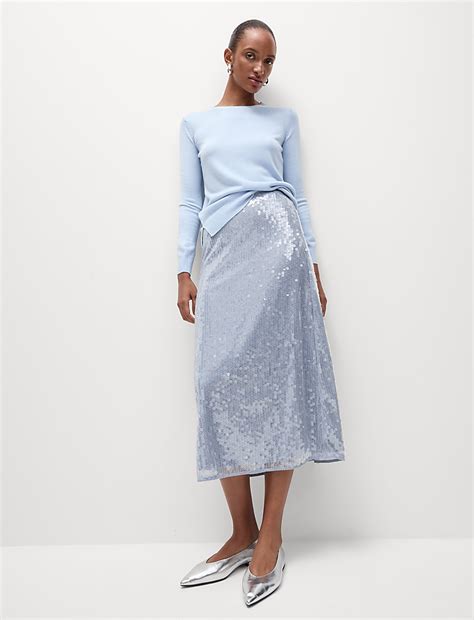 Buy Sequin Midi Slip Skirt at Marks & Spencer