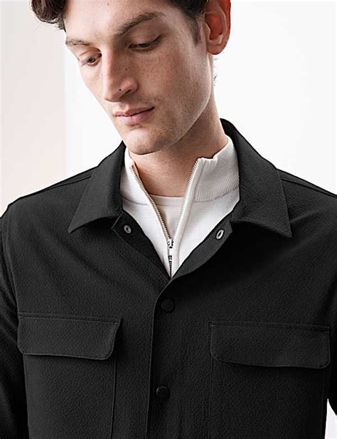 Buy Seersucker Overshirt at Marks & Spencer