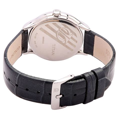 Buy Online Titan Quartz Analog with Date Black Dial Leather Strap Watch ...