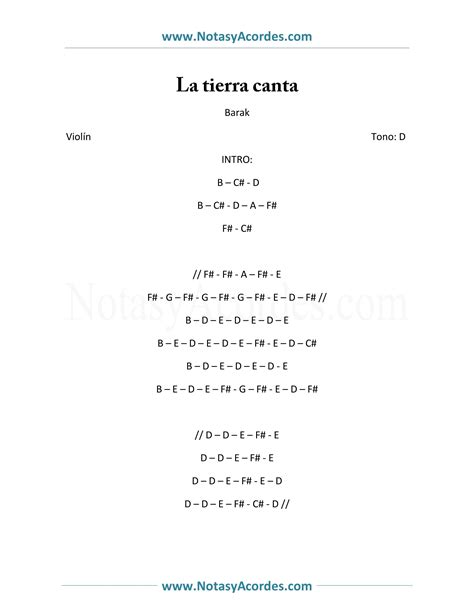 La tierra canta de Barak | Notas para violín | Letras de canciones ...