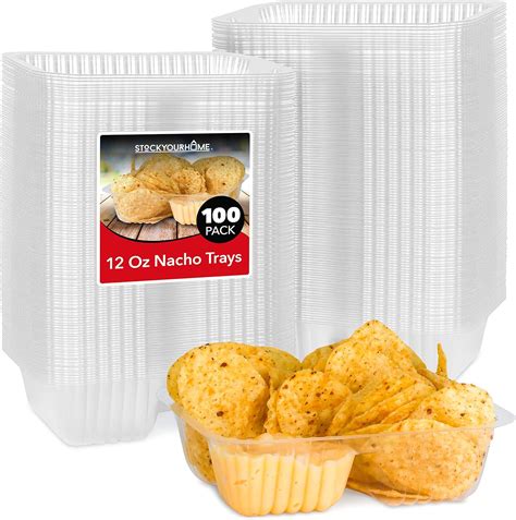 Amazon.com: 12oz Plastic Nacho Trays (100 Pack) Small Disposable Tray ...