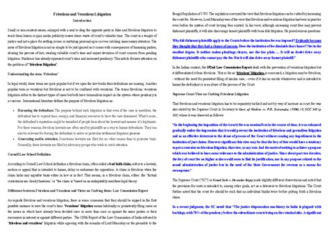 Critical Analysis of Frivolous and Vexatious Litigation Issues - Studocu