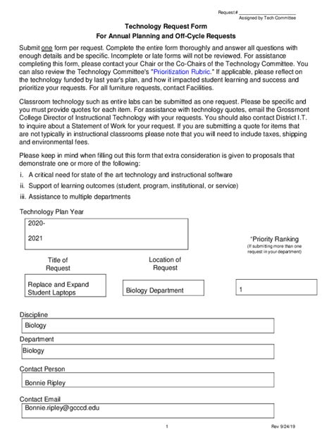 Fillable Online For Off-Cycle Requests Only Technology Request Form ...