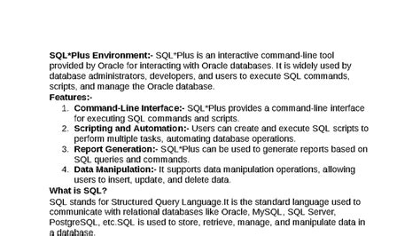 SQL Plus Environment Overview for Oracle Databases - Studocu