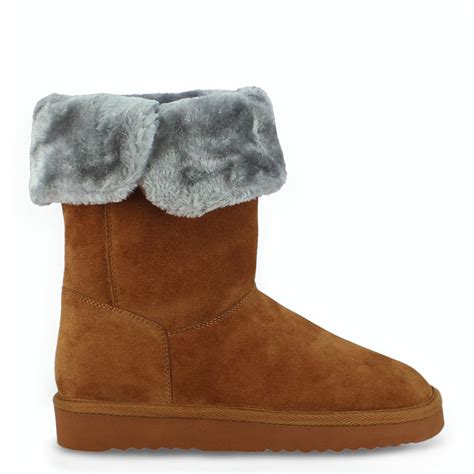 Get Trendy Winter Boots for Women | Saint Aurelia Tan Suede Snug Boots ...