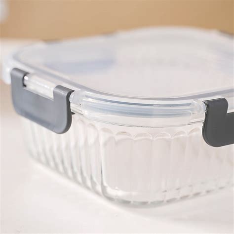 Airtight Glass Food Storage Container Set Of 2 Fluted 300ml Online ...