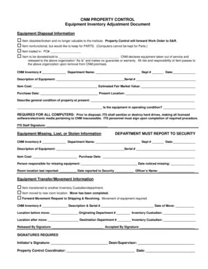 Inventory Adjustment Form Templates | pdfFiller