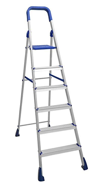 Saimani Aluminum Metal Folding 6 Step Ladder Cameo with Steps Knee ...