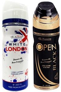 Al Nuaim White London & Open Black No Alcohol Deo Deodorant Spray - For ...