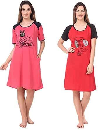 Buy Bombshell Women's Cotton Printed Knee Length T-Shirt Night Dress ...