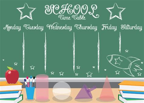 Modèle d'horaire scolaire. L'illustration comprend des éléments ...