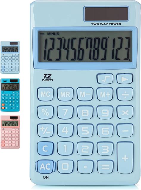 Mr. Pen- Standard Function Calculator, 12 Digits, Small Calculator, Light Blue Solar Calculator ...
