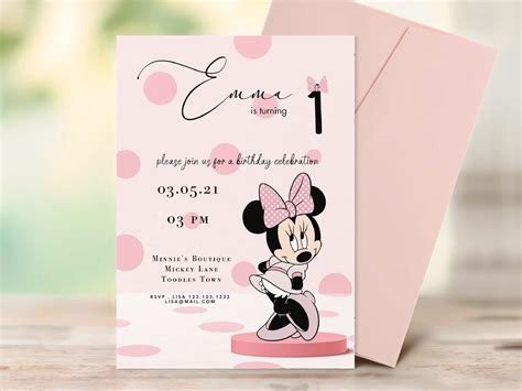 Minnie mouse birthday invitation pink minnie mouse invite editable ...