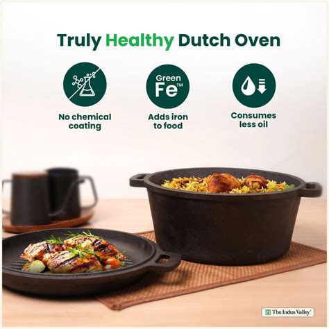 Buy Best Pre-seasoned Cast Iron Dutch Oven/Biryani Pot with Lid Online ...
