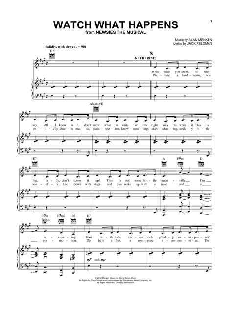 Watch What Happens (from Newsies: The Musical) by Kara Lindsay Sheet ...