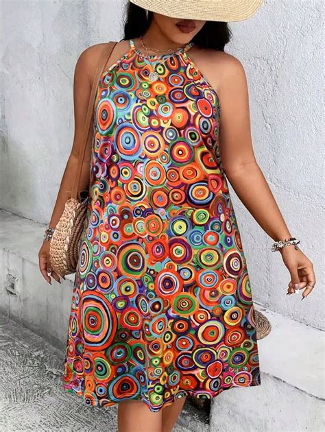 Plus Size Women's Halter Neck Off-Shoulder Mini Dress - Sexy Vacation ...