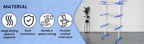 FLIPZON Premium Clothes Stand for Drying with Wheels | Portable | 3 ...