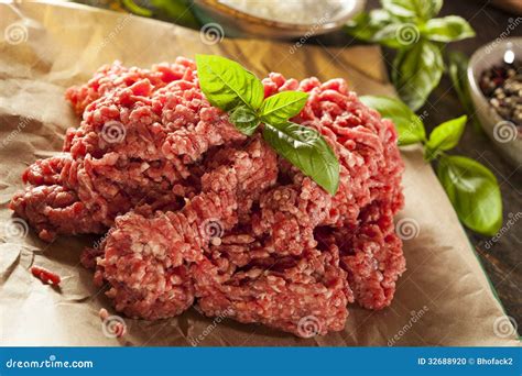 Organic Raw Grass Fed Ground Beef Stock Photo - Image of fresh, pork ...