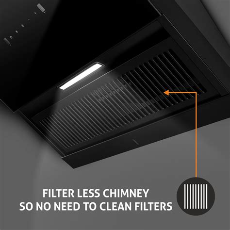 Buy Auto Clean Glass Filterless Chimney 1200 m3/h 60/90cm at Low Price
