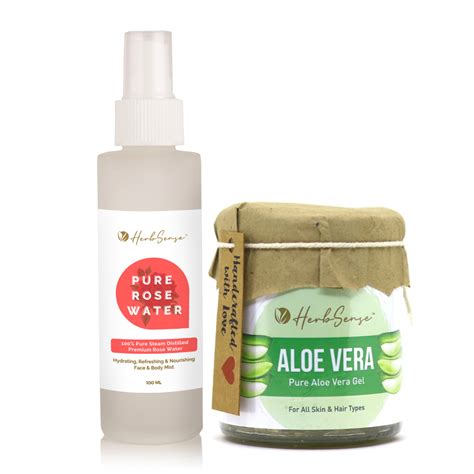 Pure Rose Water & Aloe Vera Gel Combo Pack, Hydrating & Refreshing Ski ...