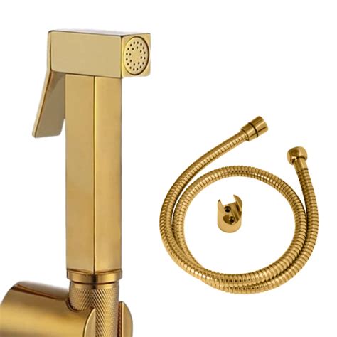 ZAP Cube Series Gold Plated Brass Health Faucet with Stand & Hose Pipe ...