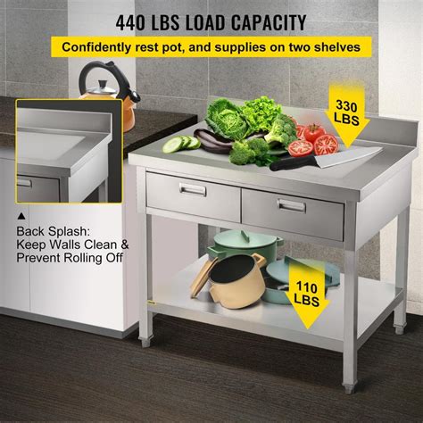 Buy Commercial Prep Table 24 x 48 in. Stainless Steel Work Table with 2 ...