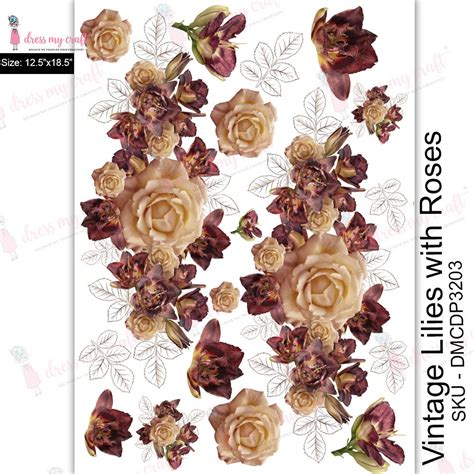 Vintage Lilies With Roses - Transfer Me (12.5"x18.5") – Dress my craft