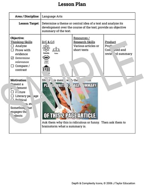 Lesson Plan Summary Example 的图像结果